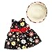 Livoty Clothes Dress Set with Hat for 18 Inch American Toy Girl Doll Flowers Printed Accessory Girl Toy (Black)