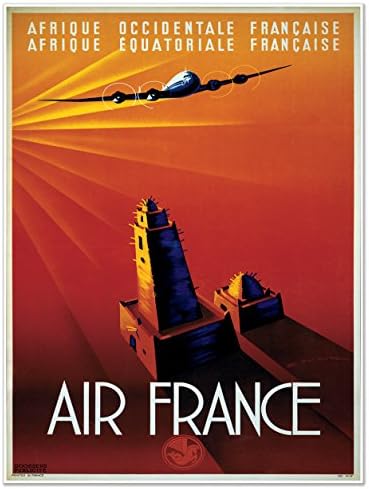 AIR FRANCE Travel Poster PARIS Art Print - measures 24" high x 18" wide (610mm high x 458mm wide) (18" x 24")