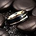 King Will GEM 8mm Mens Black Tungsten Carbide Wedding Ring Gold Plated Grooved Line Cubic Zircon Inlay