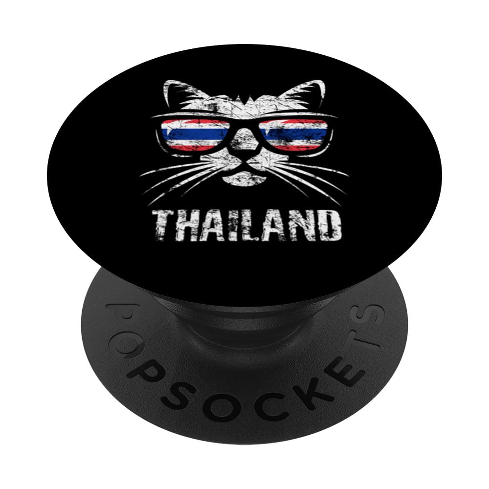 Funny Cat Vintage Thailand Flag PopSockets Swappable PopGrip
