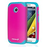 Fosmon HYBO-DUOC Slim Fit Dual-Layer Hybrid Case for Motorola Moto E (1st Gen, 2014) (Blue/Pink)