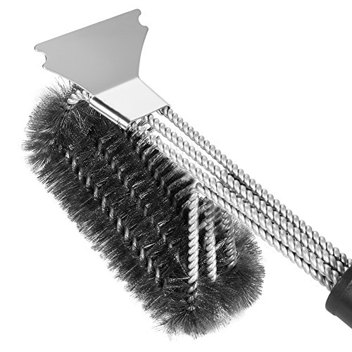 HOSPORT BBQ Grill Brush Barbecue Brushes and Scraper + Silicone Basting Brush 18" BBQ Brushes Cleaner Stainless Steel Bristle for Grill Cooking Cleaning