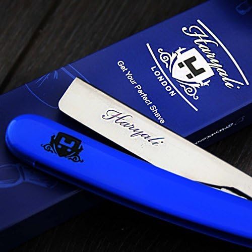 Haryali London Mens Traditional Folding Barber Shaving Razor/Professional Straight Cut Throat Razor in Blue Handle available in Designer Box + Leather Pouch - Image 3