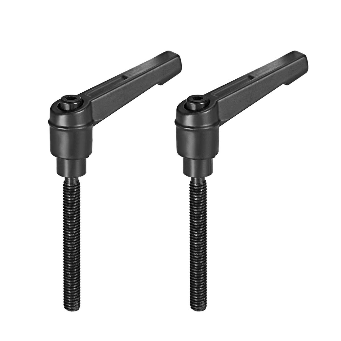 sourcing map 2pcs Adjustable Clamping Lever Handle M6 x 50mm Metric Black Oxide Carbon Steel Male Threaded Stud Hand Knobs Rotating Screw Handles Bolts with Locking Lever Black