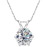 AnuClub 2.0-3.0 CT D Color Moissanite Pendant Necklace For Women D Color VVS1 Round Cut Four-Claw 925 Sterling Silver Necklace With Certificate