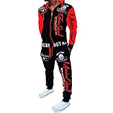 HHGKED Men 's Casual Tracksuit Hooded Full Zip Elastic Waistband Sweatsuit Set