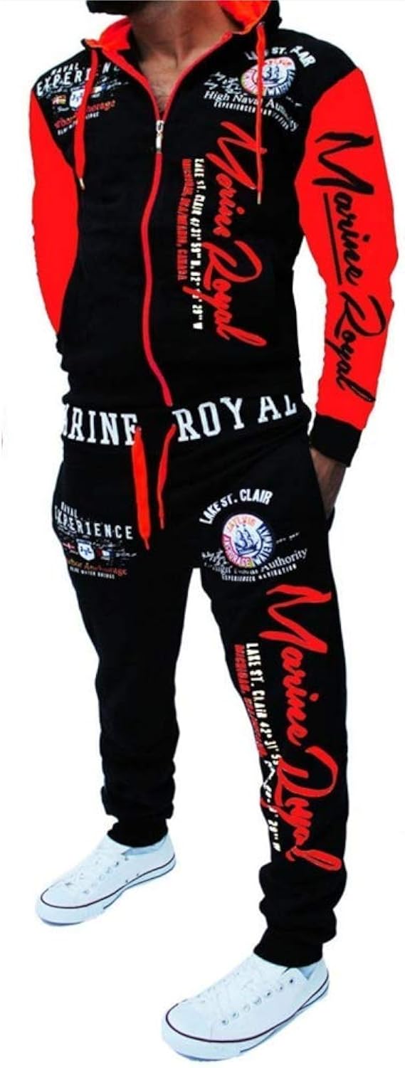 Amazon Hhgked メンズ カジュアル トラックスーツ フード付き フルジップ 伸縮性ウエストバンド スウェットスーツセット メンズ 通販