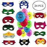 Lorenz Novelties Superhero Masks, Punch Balloons. 12 Balloons, 12 Masks. Party Favors for Kids. Birthday Supplies.