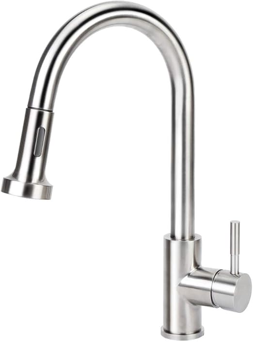 Kitchen Sink Faucet Stainless Steel High Arc Single Lever Handle