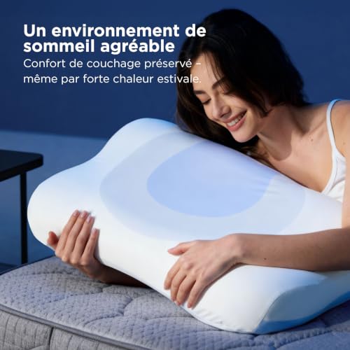 Bedsure Oreiller en Mousse à mémoire de Forme - en Forme de O - avec Housse de Coussin Respirante Q-Max 0,508 - Rebond Rapide - Cadeau pour Les Personnes Dormant sur Le côté et Le Dos - 66 x 38 cm