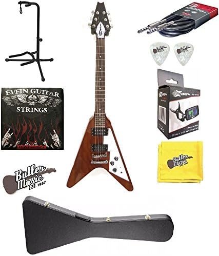 Effin Guitars FV/MA V Shaped Mahogany Electric Guitar w/Hard Case and More