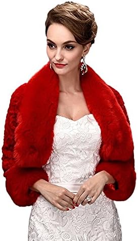Snowskite Women's Winter Faux Fur Wrap Shawl Bolero Wedding Jacket for Bride