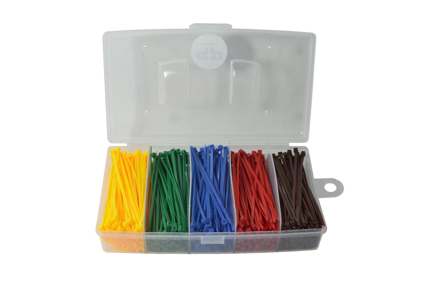 Set of 5 cable ties coloured 2.5mm x 100mm 500 pieces assortment box