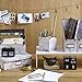 Design Ideas Marbella Desk Organizer, Paperboard and Metal Trim Office Organizer, White Marble Pattern/Brass