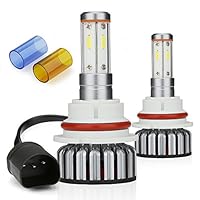 JamieWIN 9007 Led Headlight Bulbs 12000LM 100W with 4 Sides CSP Chips All in One Conversion Kit 3000K Yellow/6000K Cool White/8000K Blue Car Truck Motorcycle Lamp Replacement