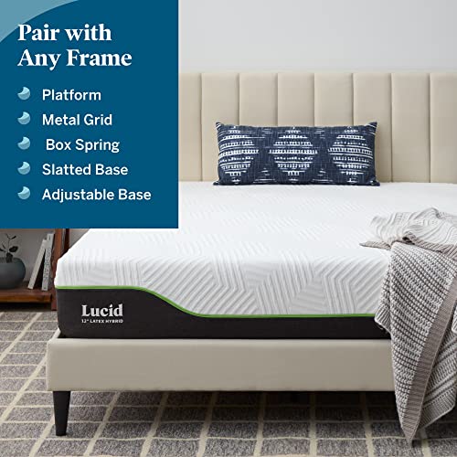 Lucid 12 Inch Latex Hybrid Mattress Gel Memory Foam Responsive