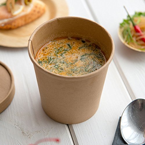 200CT Disposable 16OZ Bio Soup Container Large Kraft Soup Cups