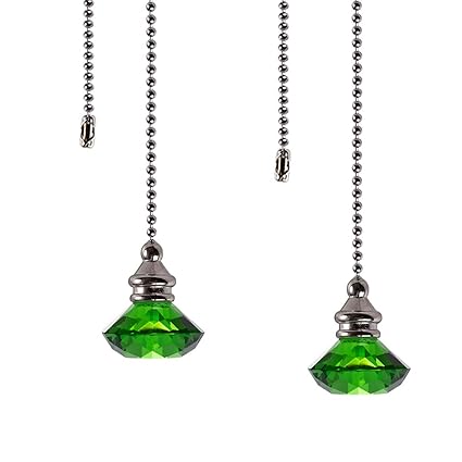 Ceiling Fan Pull Chain Set 2 Pieces Green Diamond Fan Pull