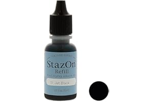 Tsukineko 1/2 Fluid Ounce StazOn Multi-Surface Inker, Jet Black