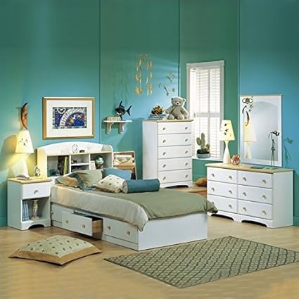 South Shore Newbury Kids Twin Captain S 3 Piece Bedroom Set In White Finish