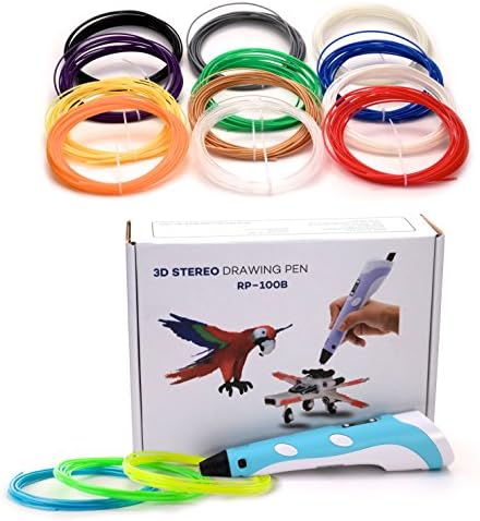 3D Pen Doodler Printer for Kids and Adults with Twelve (12) Different Color Filament Refills Included