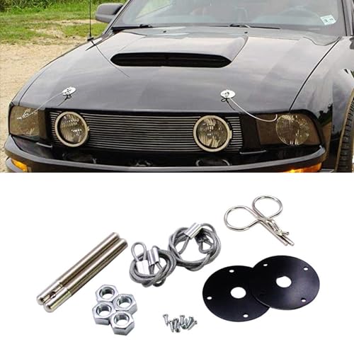 Carbole 7/16 1016 Stainless Steel Chrome Mount Hood Pin Pins Plate Lock Clip Kit Universal
