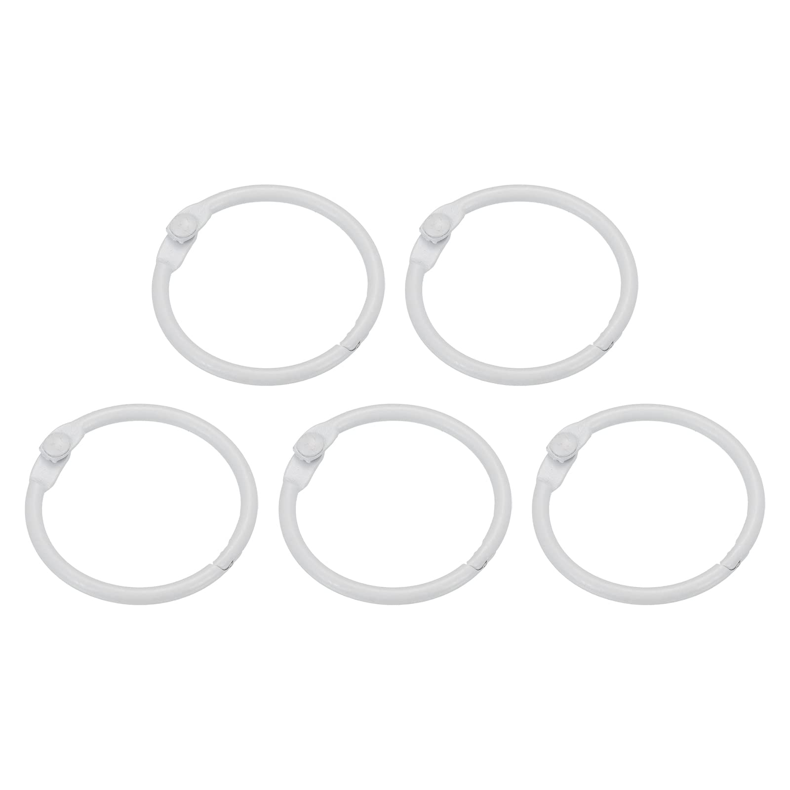 PATIKIL Loose Leaf Binder Rings 1 Inch, 5 Pack Metal Flash Card Book Binding Rings for Key Chain Index Card Scrapbooks, White