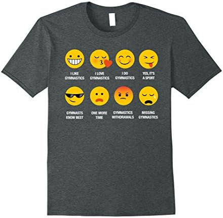 Mens I Love Gymnastics Gymnasts Emoji Emoticons Graphic T-Shirt Small Dark Heather