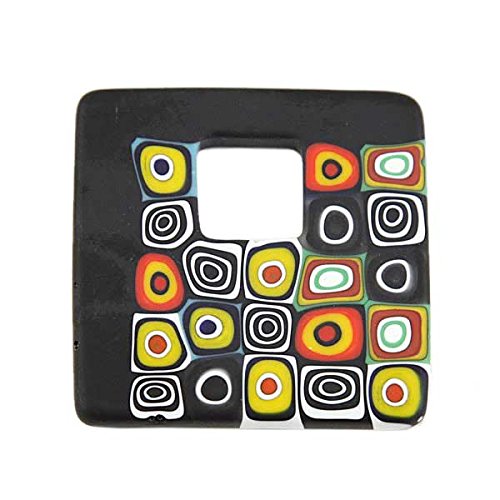 Glass Of Venice Murano Glass Modern Millefiori Square Pendant - Black