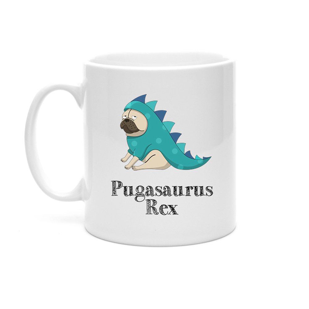 Pugasaurus Rex Pug Lover - Ceramic 10oz Mug Gift for Pug Owners and Pug Lovers