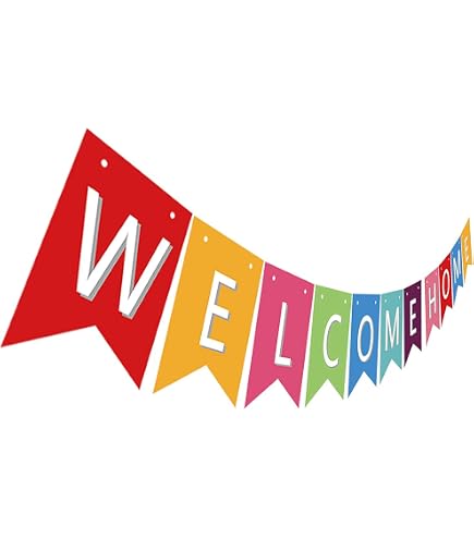 Welcome Home Banner With Sparkling Letters + Pennant - Housewarming, Military Return, Baby Shower Decor