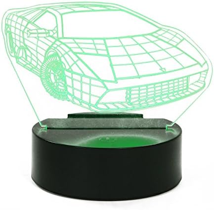 LAYOER 3D LED Optical Illusion Desk Table Lamp Night Light 7 Colors USB Powered Touch Button Sports Car Iphone Holder Creative Gift (Car)