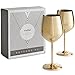 VonShef Gold Wine Glasses, Shatterproof Stainless Steel, Set of 2