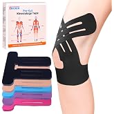 IEADEN Precut Kinesiology Tape for Knees, Upgraded, 10 Pcs, Black | Knee Support &amp; Stability, Knee Pain Relief, Waterproof, Elastic, Breathable, Hypoallergenic, Latex-Free Tape, Athletic Tape