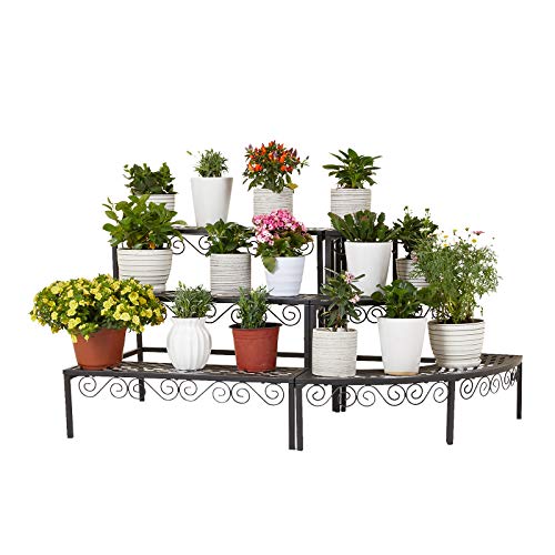 Befrases Corner Plant Stand Flower Pot Organizer Rack, 3 Tier Quarter