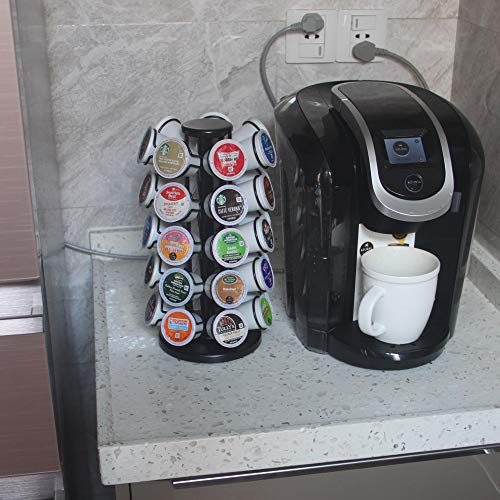 BLACKSMITH FAMILY K-35 Cup Carousel,Coffee Pod Holder Carousel Holds 35 Single Cup Coffee Pods in Matte Black