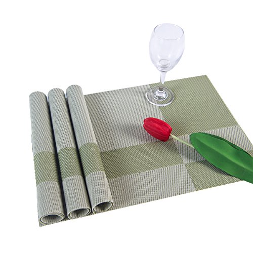 4 SUNSHINE+FASHION+Placemats+Heat+Resistant+Plaid+Green