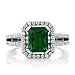 925 Sterling Silver Green Simulated Emerald Women's Ring (2.78 Ct Emerald Cut (Available 5,6,7,8,9)