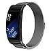 Compatible Gear Fit2 Pro/ Fit2 Band, OenFoto Metal Milanese Loop Stainless Steel Replacement Accessories Strap Magnet Lock Samsung Gear Fit 2 Pro SM-R365/SM-R360 Smartwatch -Milanese Black