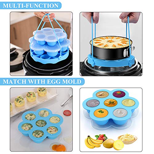 Pressure Cooker Sling[Upgrade Version]Silicone Bakeware Sling for Instant Pot 6 Qt/8 Qt,Silicone Steamer with Handles Compatible with Other Brand Multi-Function Cookers(Blue)