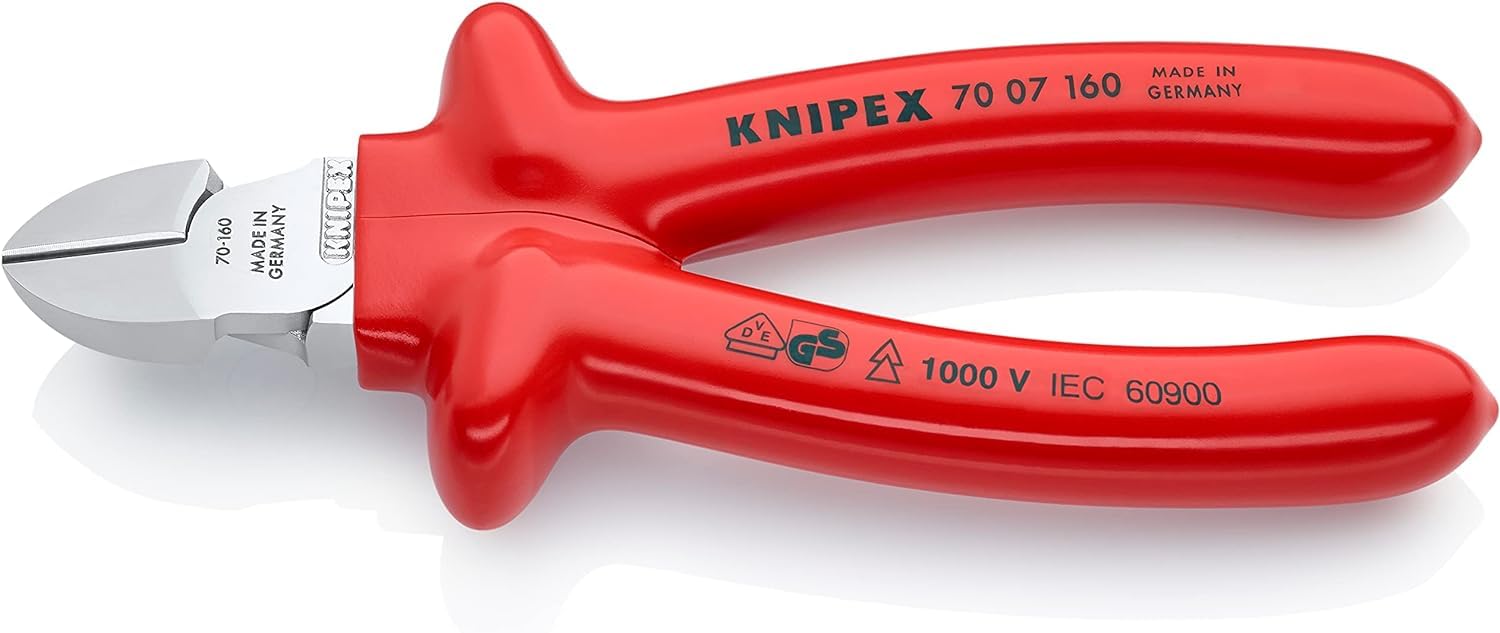 KNIPEX Diagonal Cutter Chrome-Plated with Dipped Insulation, VDE-Tested 160 mm, 70 07 160