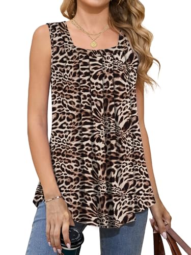 Tencede Women's Sleeveless Tank Tops Summer Square Neck Casual Blouse XL at Amazon