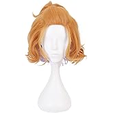 XiongXiongLe Halloween Anime Role Wig Cosplay Anime Role Orange Short Curly Bob Heat Resistant Synthetic Hair Wig for Women Cos Party Halloween Christmas