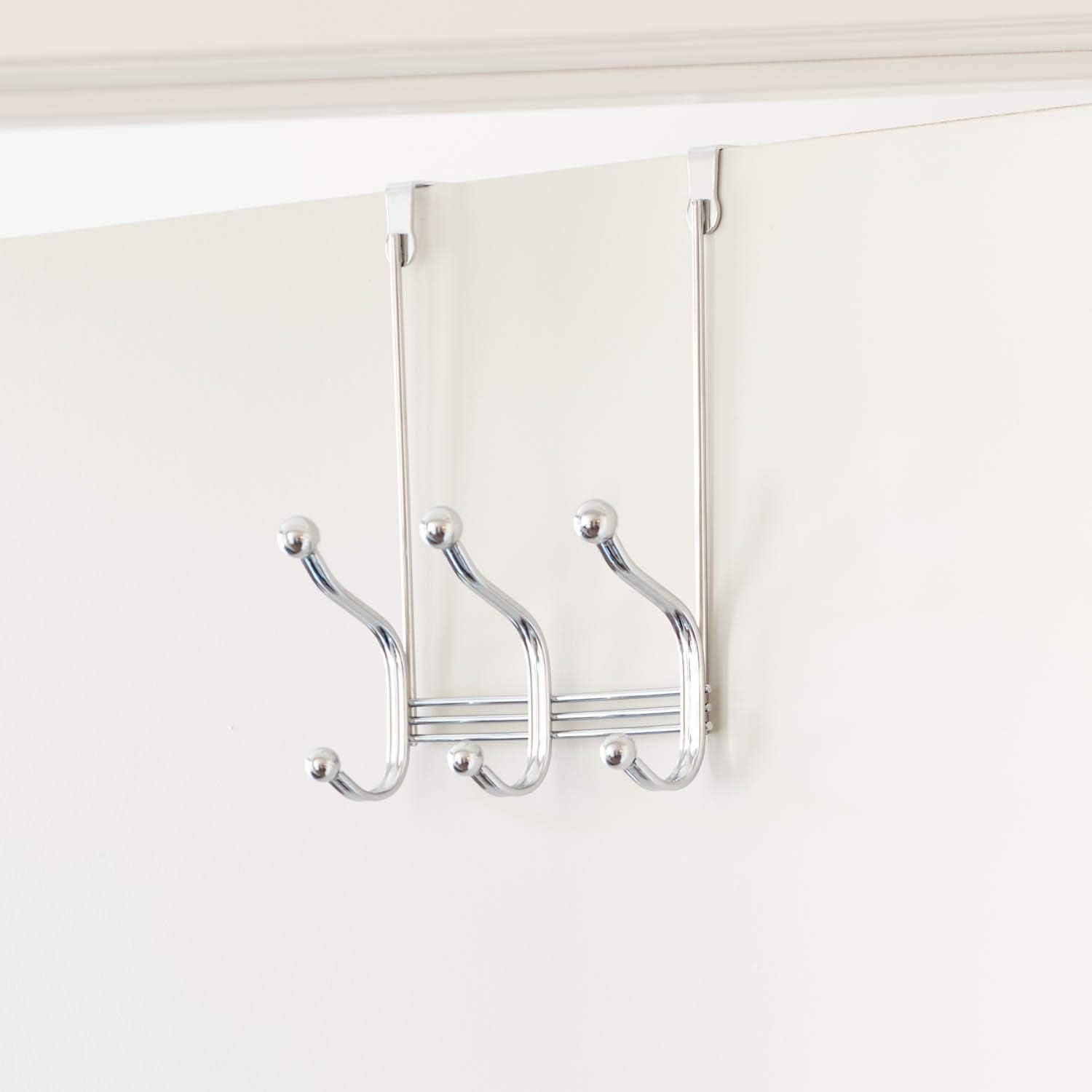 iDesign 53070 York Lyra Steel Over-The-Door 6-Hook Storage Rack - 8.38" x 5.25" x 11", Chrome: Home & Kitchen