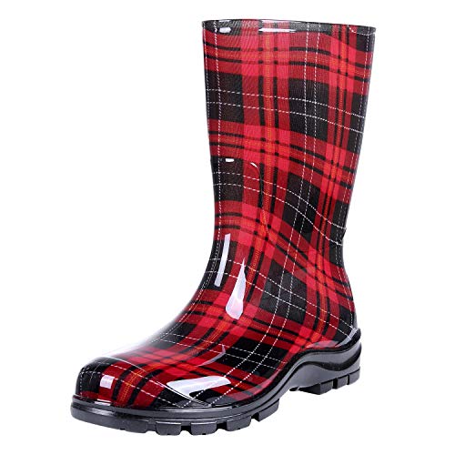 buffalo plaid rain boots