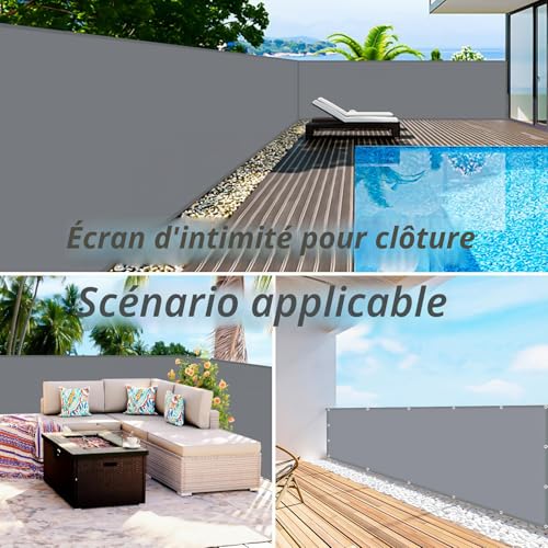 IMSGVIFO Waterproof Shade Sail, Rectangular Shade Sail with Eyelets and Cords, UV Protection Shade Sail for Patio, Terrace, Garden, Balcony, Outdoor, Dark Grey - 3 x 5 m
