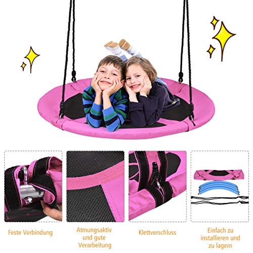DREAMADE Nestschaukel Garten Schaukel höheverstellbar für In- und Outdoor, Tellerschaukel Rundschaukel Hängeschaukel für… – Bild 7