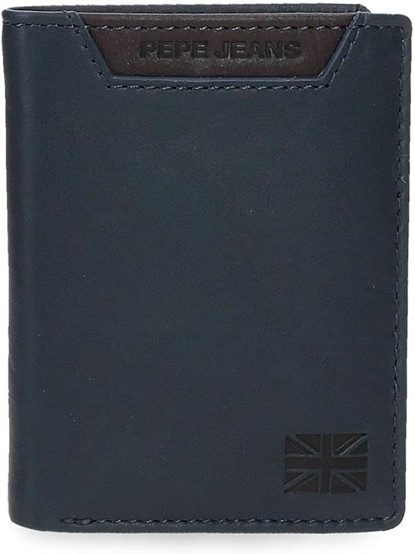 Indiana Vertical Blue Wallet 8,5x10,5x1 cm Couro da Joumma Bags