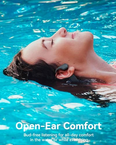 MONODEAL IP68 Waterproof Swimming Headphones with Bone Sound Bluetooth 5.4, Bone Conduction Headphones with 8GB Memory MP3 Player, Open Ear Headphones for Swimming Running