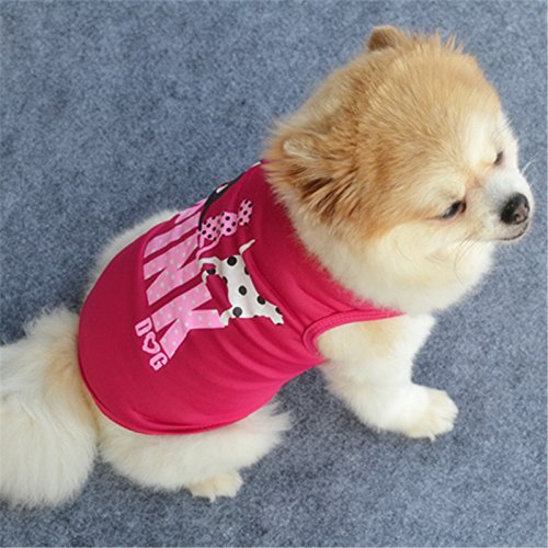 Dog Shirts Pet Shirts Dog T-Shirt Puppy Dog T Shirt Dog Vest Puppy Vest Pet Clothing Puppies Clothes Small Dogs Doggie Tee Summer Apparel Female Dog Shirt Beach Wear (L, Magenta)